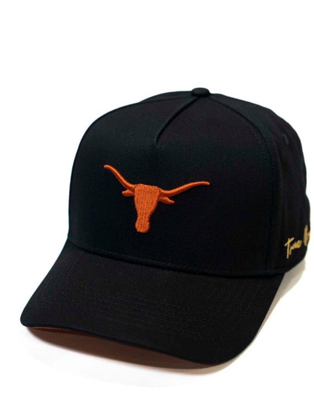 True Brand Black Cap with Orange Longhorn Embroidery - Men's Hat